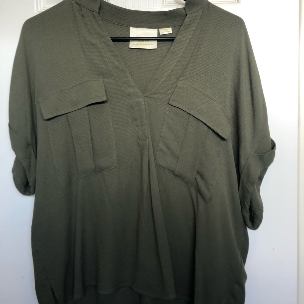 Anthropologie camo green shirt